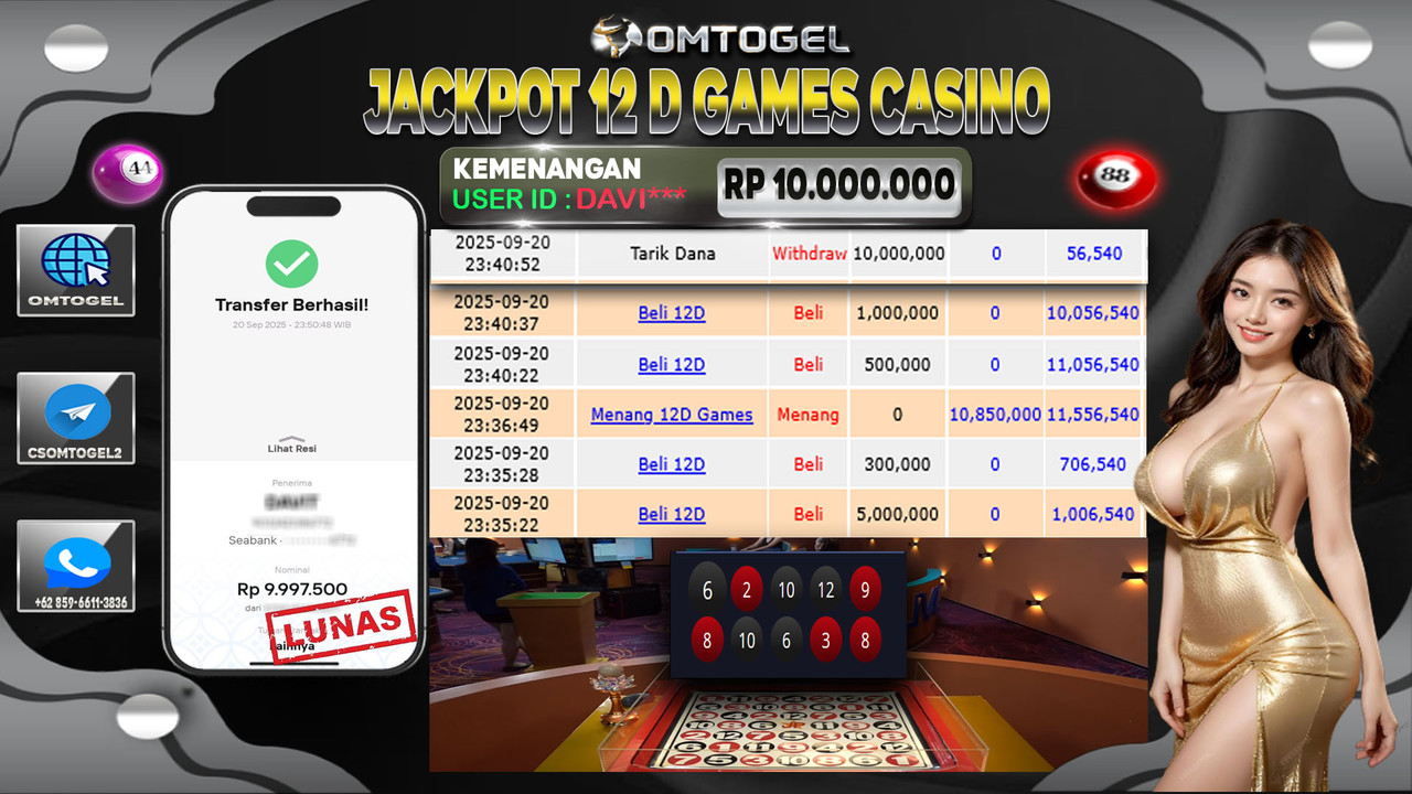 OMTOGEL JACKPOT LIVE GAMES 12D 10 JUTA DI BAYAR LUNAS ,-