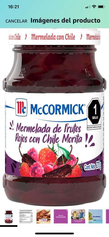 Amazon: Mermelada de frutos rojos con chile morita 270 gr, envío gratis con prime 
