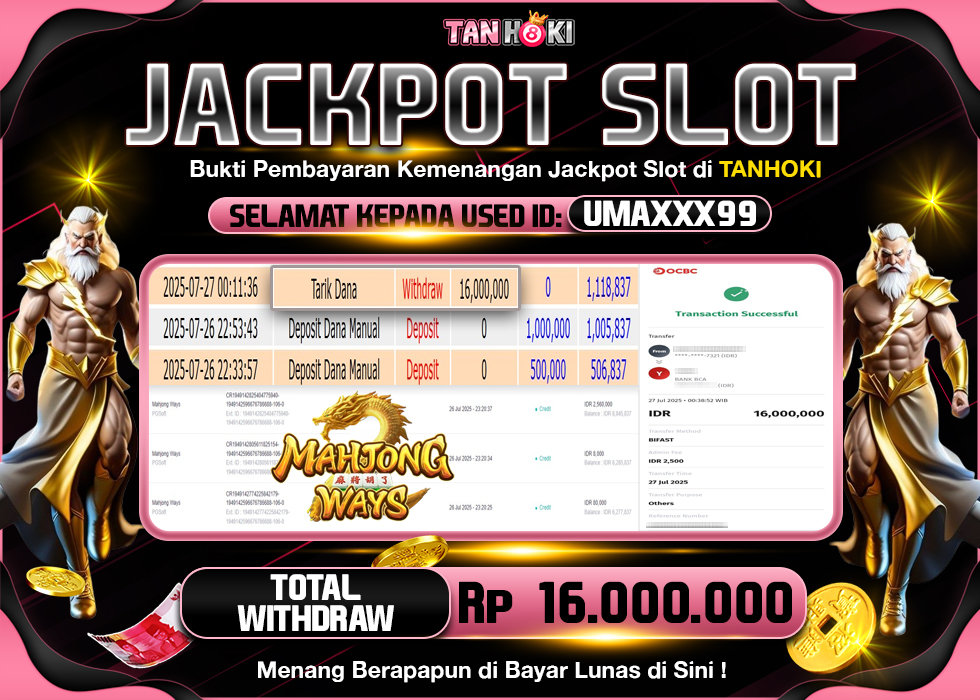 TANHOKI JACKPOT SLOT MAHJONG WAYS Rp.12.300.000,- LUNAS