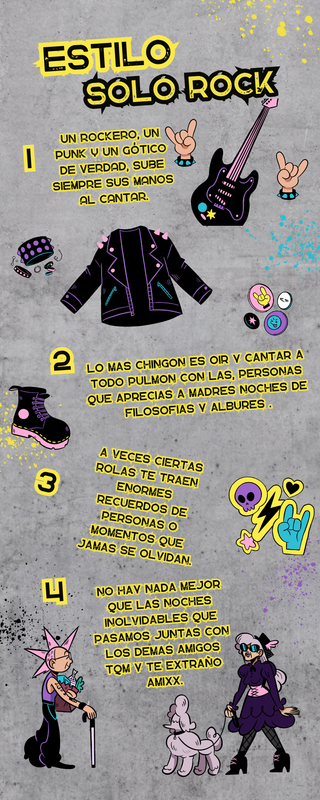 Infografía Punk Rock Gótico Ilustrado Grunge Gris Negro Amarillo