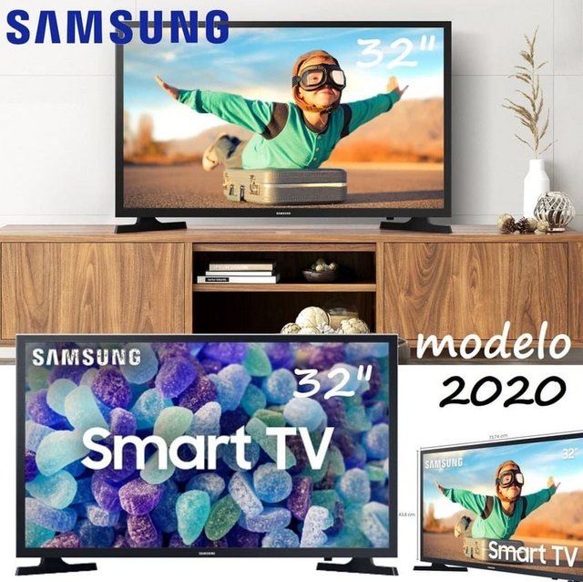 Smart Tv Led 32” Samsung Tizen Hd 32t4300 2020 – Wifi, Hdr Para Brilho E Contraste Com Plataforma Tizen 2 Hdmi 1 Usb – Preta