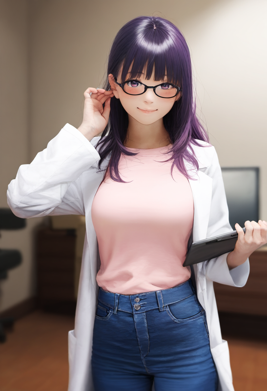 1girl, younger, looking at viewer, healthyman, purple hair, long hair, purple ey s-626451512