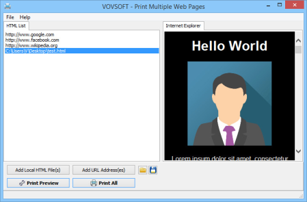 VovSoft Print Multiple Web Pages 2.0
