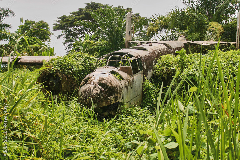 Epaves  B-25-Mitchell-de-la-Seconde-Guerre-mondiale-dans-la-jungle-pr-s-de-Talasea-Walindi-Nouvelle-B