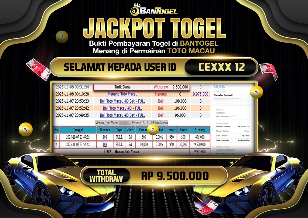 BUKTI JACKPOT LUNAS BANTOGEL