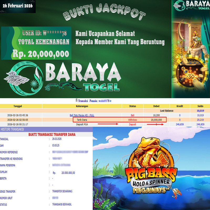 Rp. 20.000.000.- WD LUNAS DI BARAYATOGEL