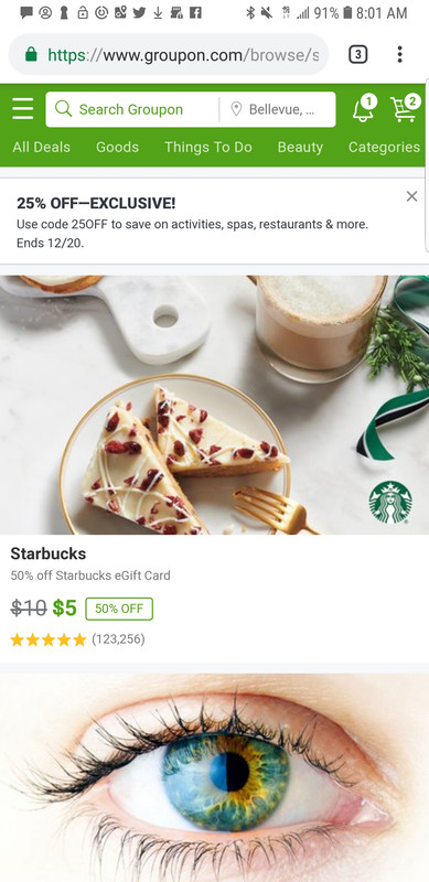 Groupon đang co' Starbuck onsale buy $5 get $10  Starbuck