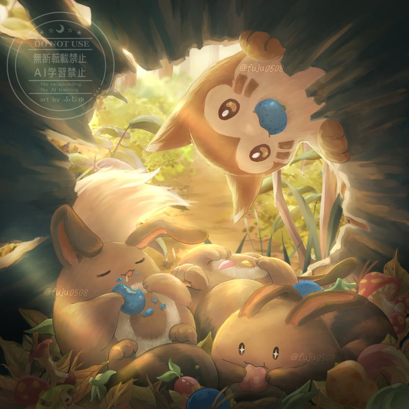 furret-and-sentret-pokemon-drawn-by-fuju