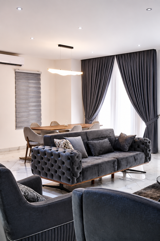 Interior detail — limewash, brass, iroko