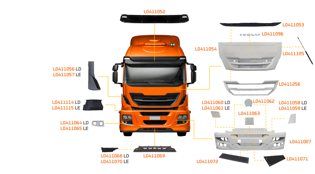 IVECO-HI-ROAD 2019 A ....-460S36T, 490S44T, 600S44T, 800S44TZ-FPT CURSOR 9, FPT CURSOR 13-ZF16AS2630, ZF16AS2230-ACABAMENTO FRONTAL