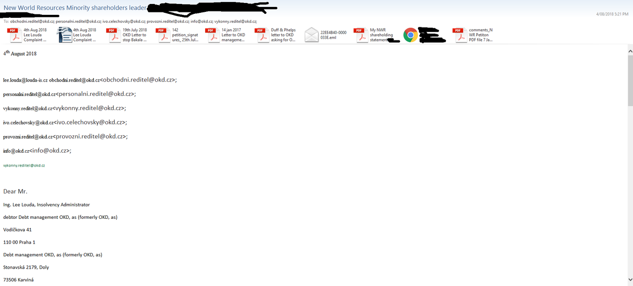 4th August 2018 Minority shareholders complaint against Lee Loud