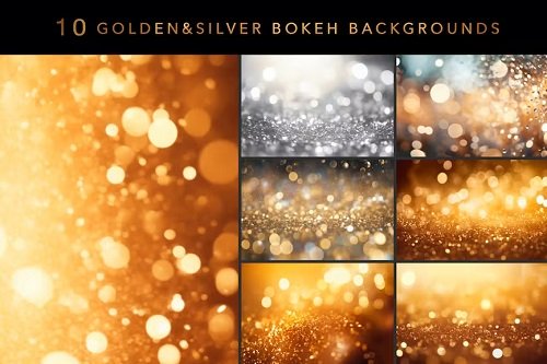 10 Golden Silver Bokeh Effect Backgrounds - KSXP2B8