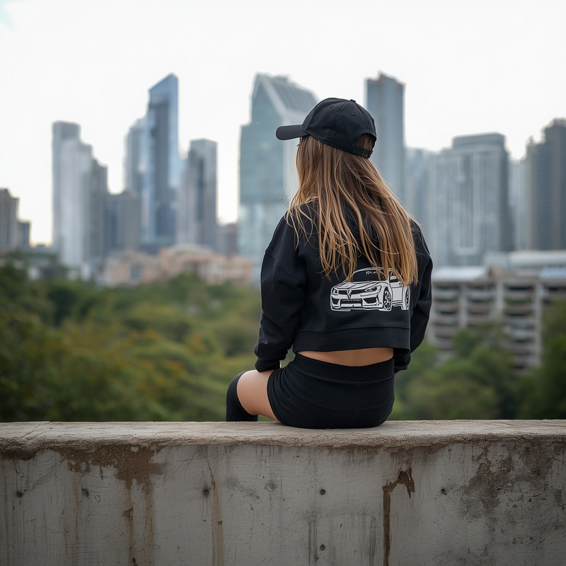 lucid origin Modern 2026 city in background Concrete fence wall in foreground On it left si 0