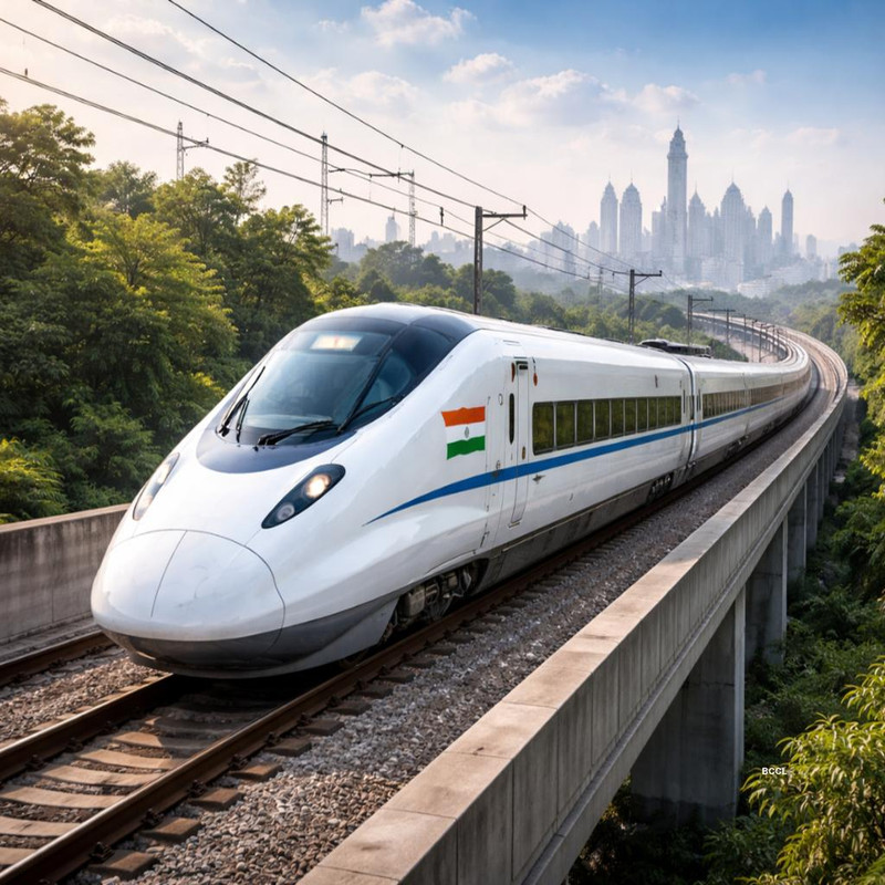 Indian railway train on tracks