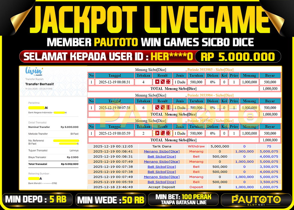 BUKTI JACKPOT LUNAS PAUTOTO