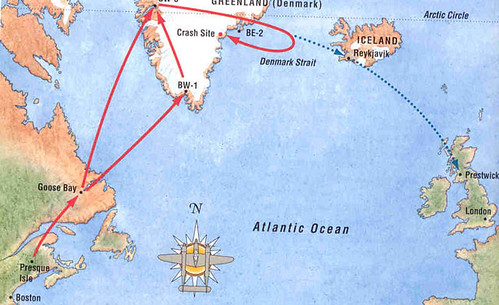 Mapa de la ruta que recorrió el P-38