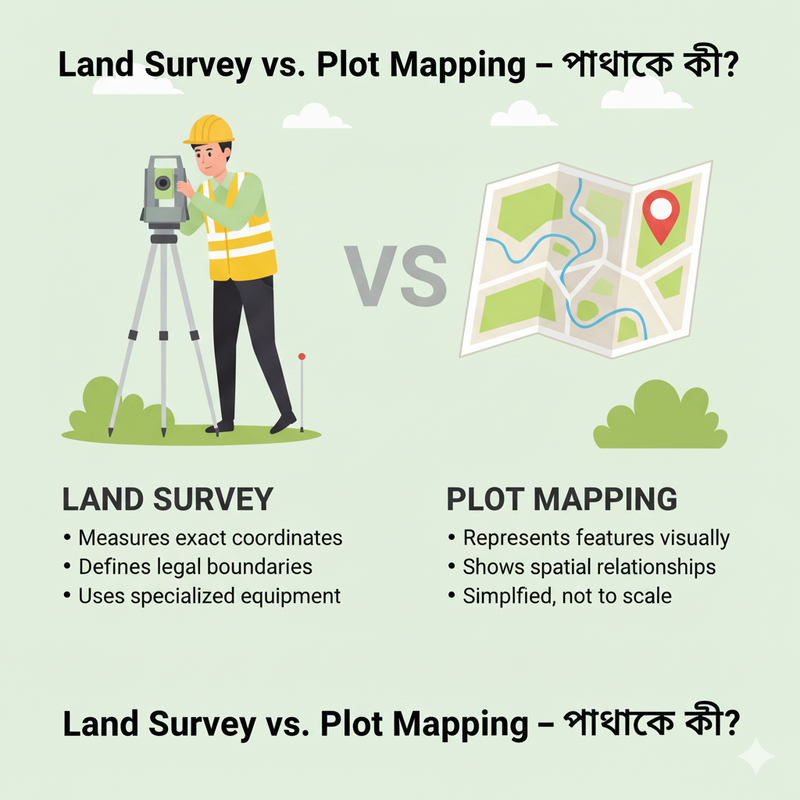 Land Survey এবং Plot Mapping তুলনা টেবিল