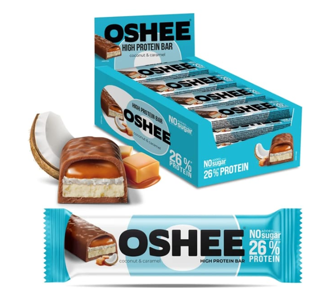 Oshee High Protein Coconut & Caramel Bars 48g × 12