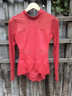 Red Leotard with Sheer Sleeves - Dance Size 3