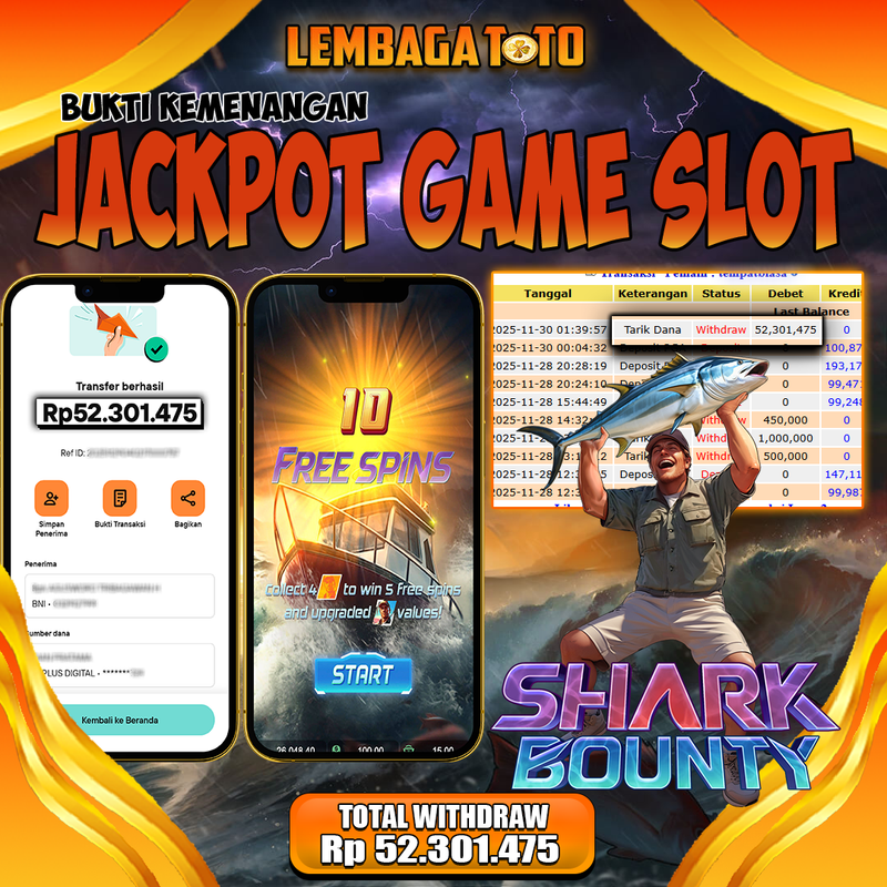BUKTI JACKPOT 30 NOVEMBER LEMBAGATOTO SHAREK BOUNTY Rp.52,301,475,- LUNAS