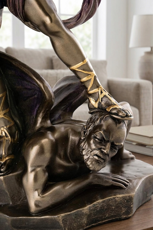 14.5 inch Archangel St Michael Statue Bronze Finish Angel Defeats