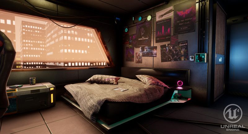 Parents’ room (Cyberpunk Studio Apartment by Khaalied Majiet)