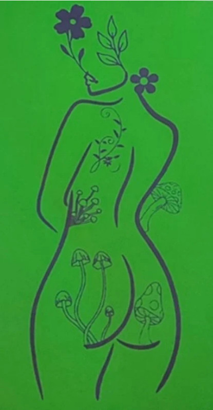 Poster Engraved Shroom Lady