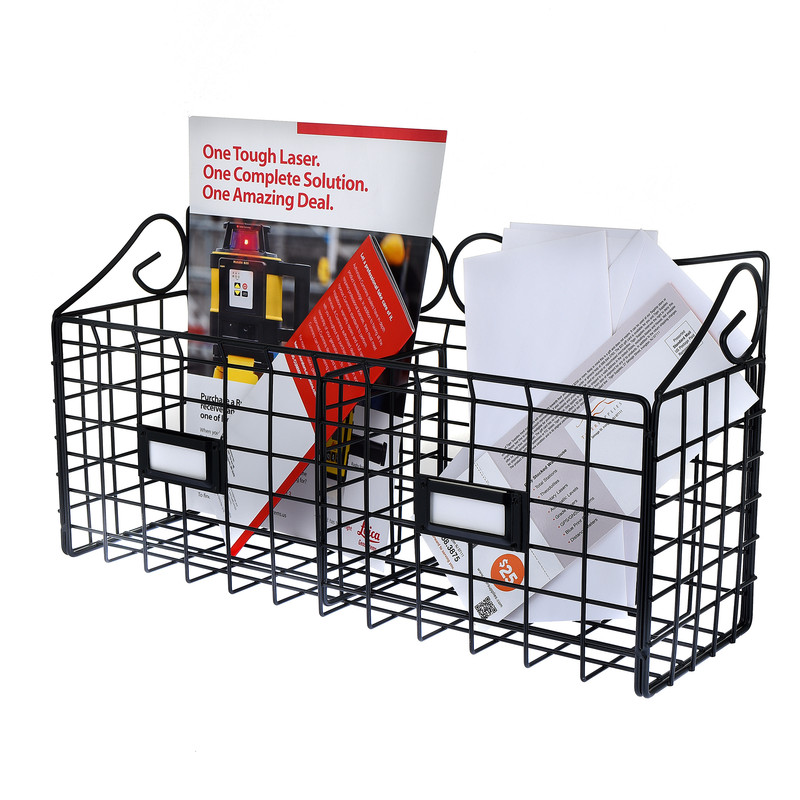 AdirHome Wall Hanging Display Organizing Rack Wire Mail Basket With 2