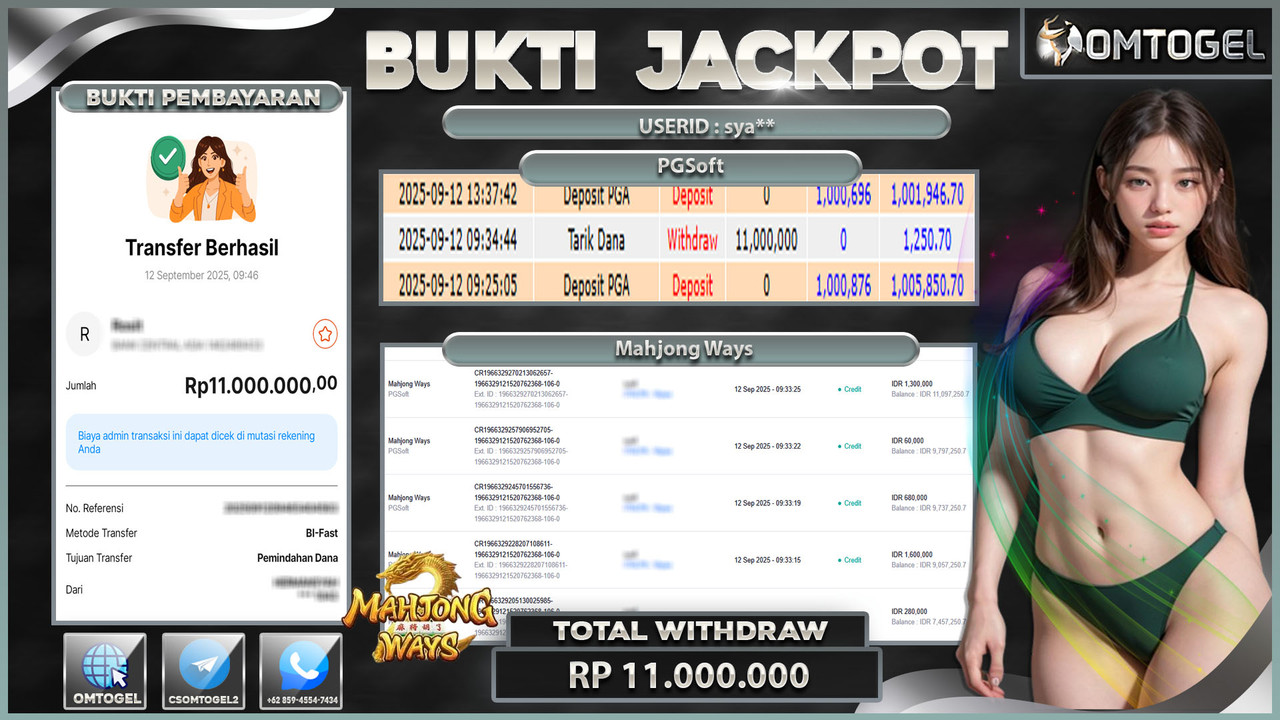 OMTOGEL JACKPOT PGSOFT MAHJONG WAYS 11 JUTA DI BAYAR LUNAS ,-