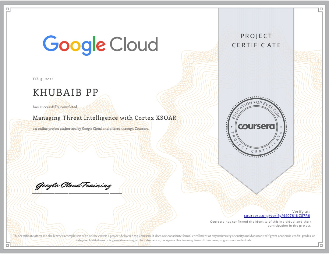 Managing Threat Intelligence with Cortex XSOAR certificate thumbnail