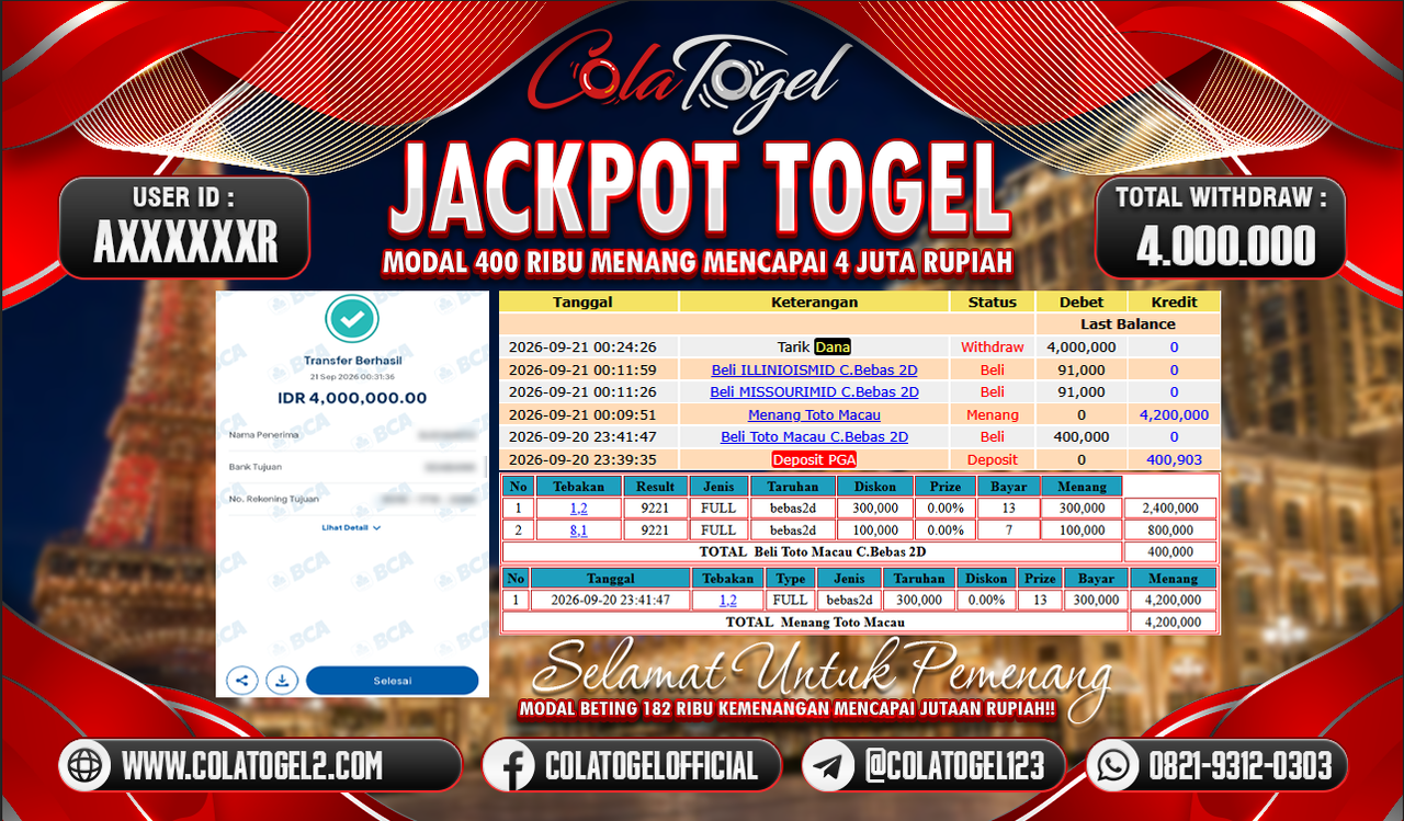 JACKPOT TOTO MACAU !!!