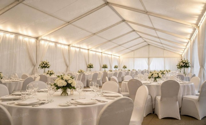 Wedding tent exterior at Virginia Park Lodge in Ireland