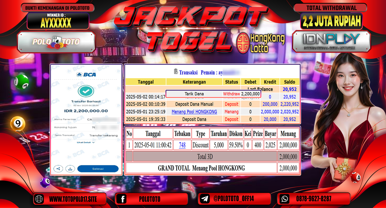 POLOTOTO JACKPOT TOGEL HONGKONG LOTTO Rp.2.200.000,-