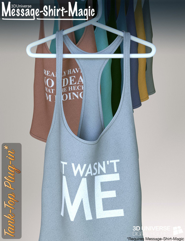 Message-Shirt-Magic Tank-Top Plugin for Genesis 8 Female(s)