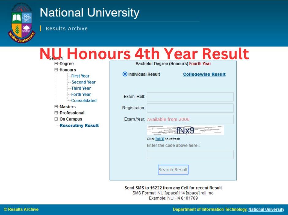 Check NU Honours 4th Year Result Online