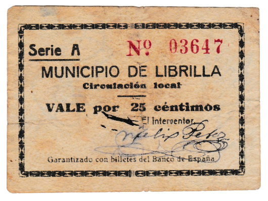 25 Céntimos Librilla, 1937 (Murcia) Librilla-25-verde-oscuro