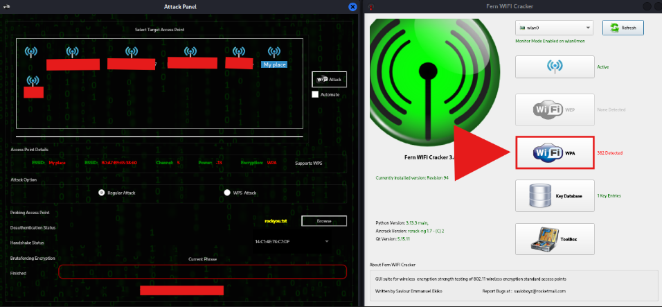 Open WPA attack panel