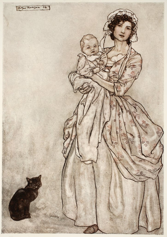 1-Arthur-Rackham-Rips-daughter-and-grand-child-from-Rip-Van-Winkle-by-Washington-Irving-pub-1910