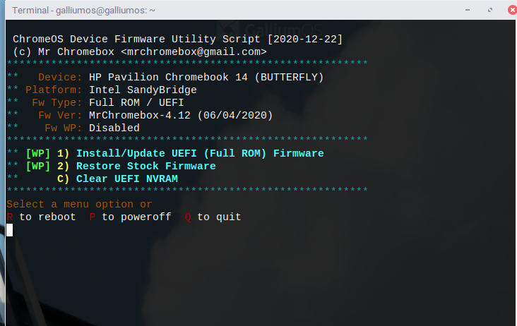 firmware utility script menu