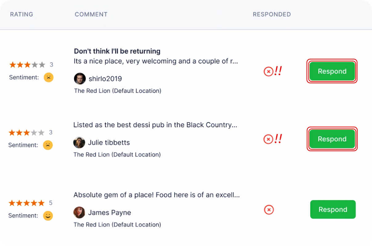 Private feedback filtering interface