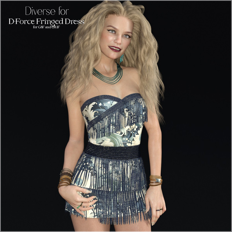 Diverse for D-Force Fringed Dress