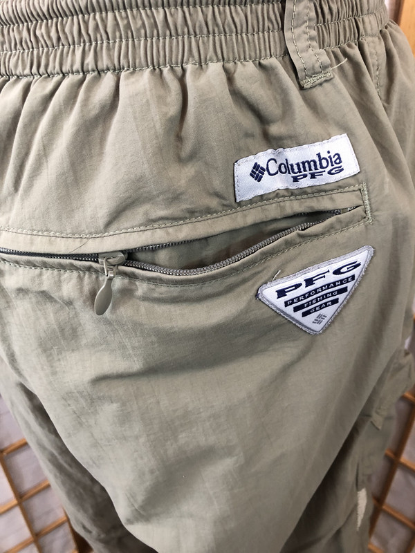 COLUMBIA PFG Fishing Gear 100% Nylon Green Zip-Off Leg Pants