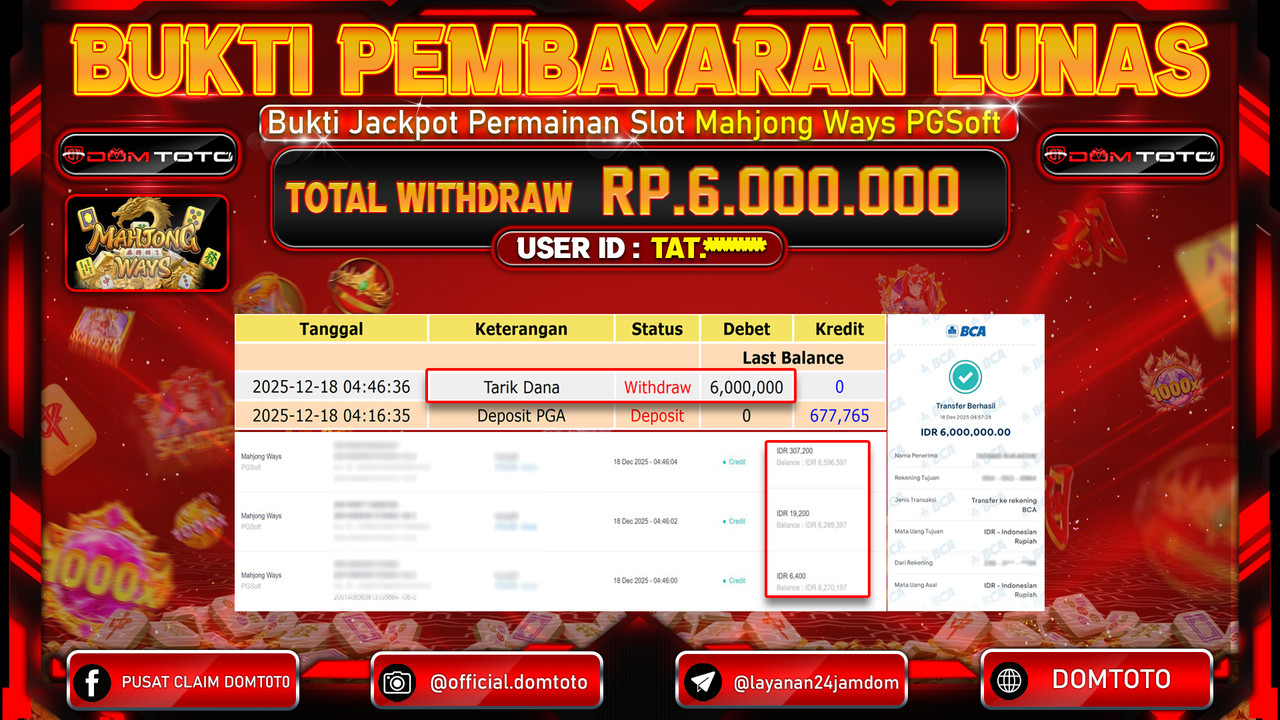 JACKPOT SLOT Mahjong Ways PGSof 18 DECEMBER 2025