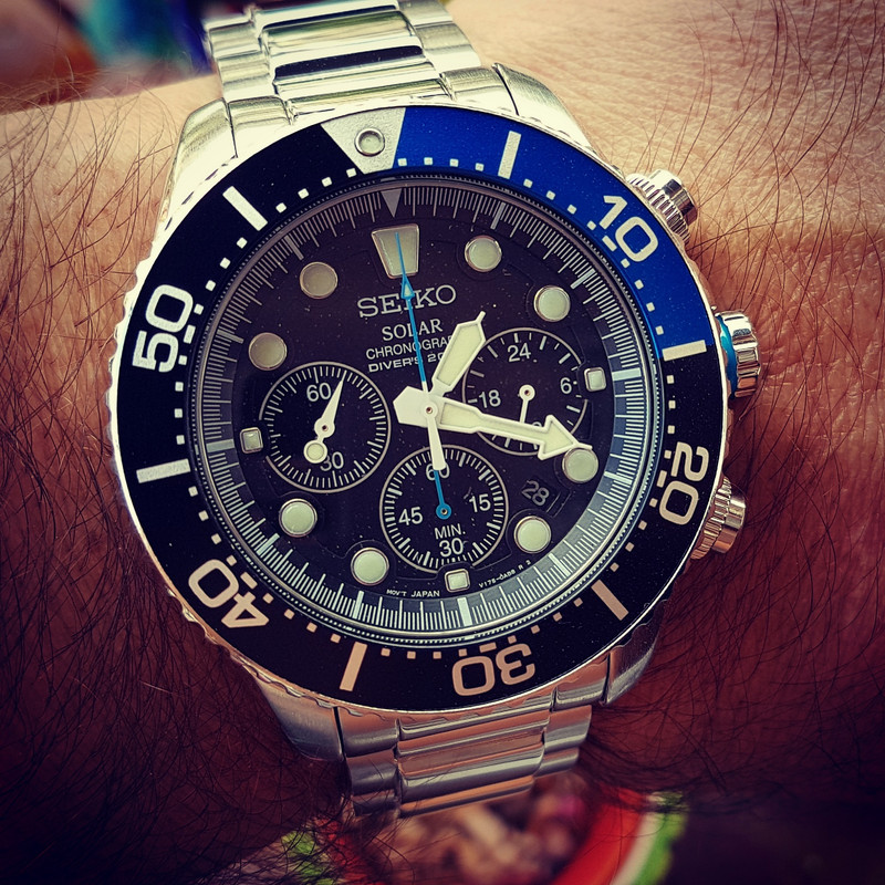 Seiko Solar Daytona Submariner Black  SSC017 200M  (1)