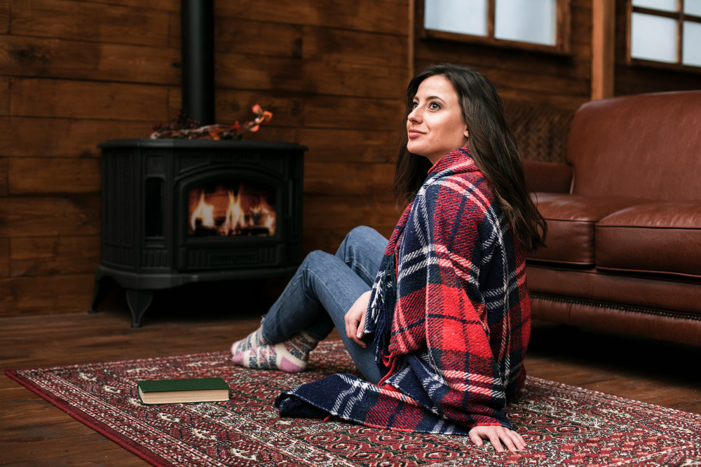 freestanding wood burning fireplace