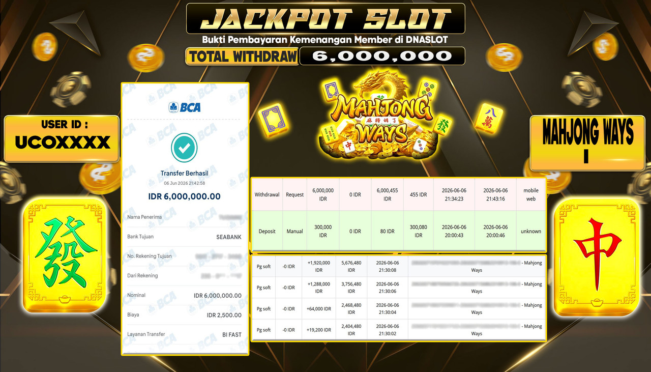 JACKPOT SLOT MAHJONG WAYS 1  06 JUNE 2026