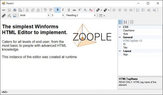 Zoople HTML Editor .NET for Winforms 1.8.3.243