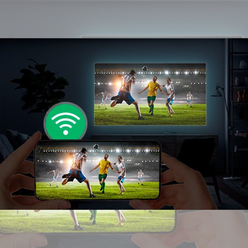 Celular espelhando a tela sem fios para o projetor