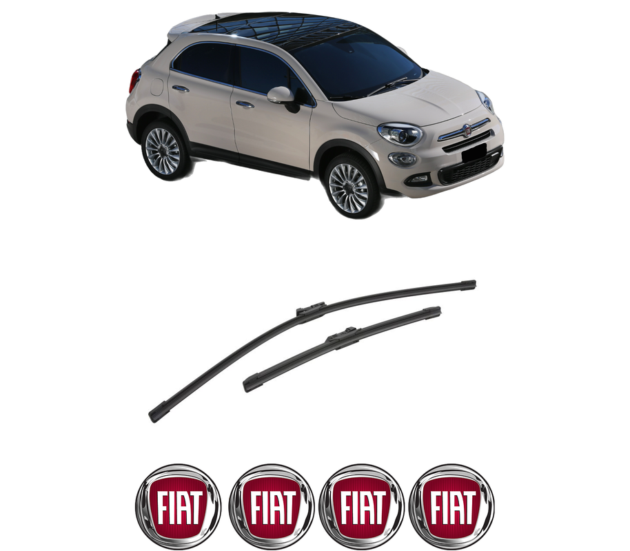 Set stergatoare auto FIAT 500X (334_) din 2014-2022, pentru parbriz auto, 2 bucati, Bosch Aerotwin, din cauciuc siliconat rezistent, 4 Stickere Auto FIAT