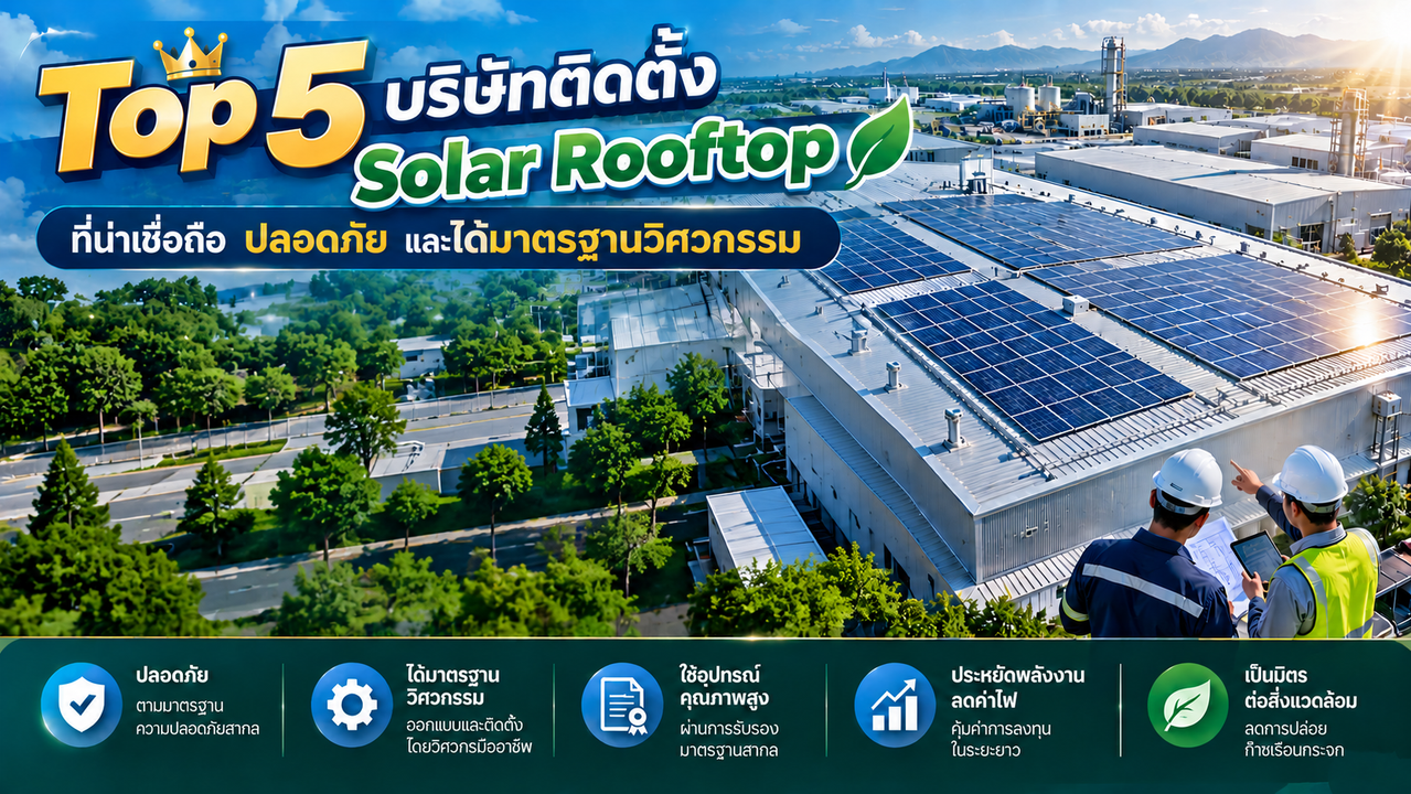 Top 5 บริษัทติดตั้ง Solar Rooftop ผลงานน่าสนใจ คุณภาพคุ้มราคา และบริการครบวงจร